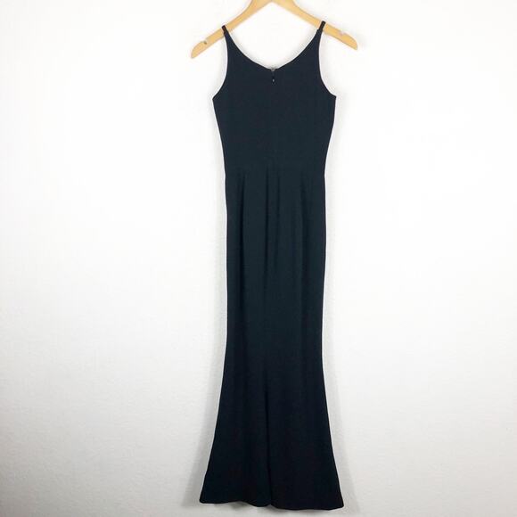 Dress The Population Iris Slit Crepe Black Gown Maxi Dress - Picture 13 of 14